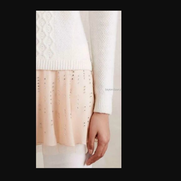 Rhinestone ALPACA+WOOL Ballerina Chiffon Sweater/Sweaterdress with Measurement M - Picture 3 of 13